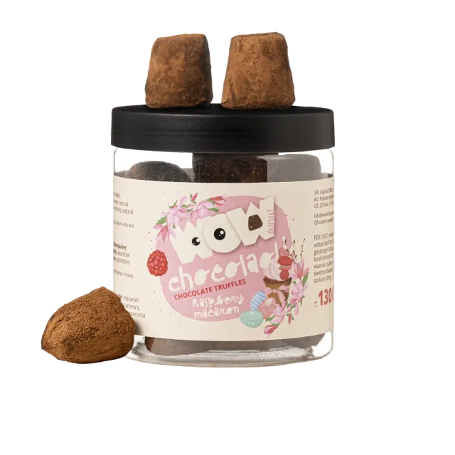 WOW Chocolao Framboos Macaron chocoladetruffels 130g fris