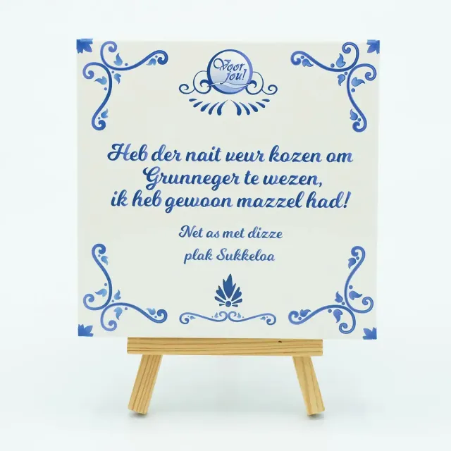 Voor jou Delfts blauw tegeltje Groninger tegel cadeau