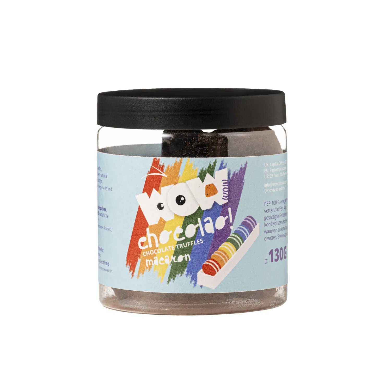 WOW Chocolao Macaron Pride truffels pot 130g vrolijk