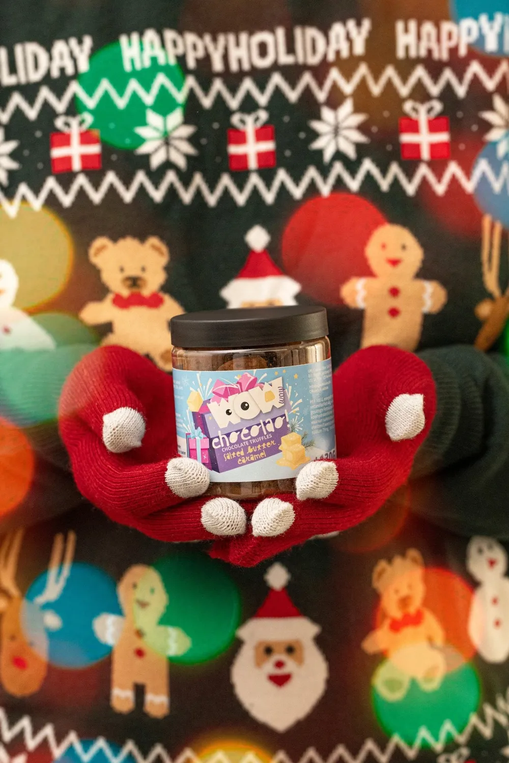 WOW Chocolao Gezouten Karamel kersttruffels 130g pot karamel