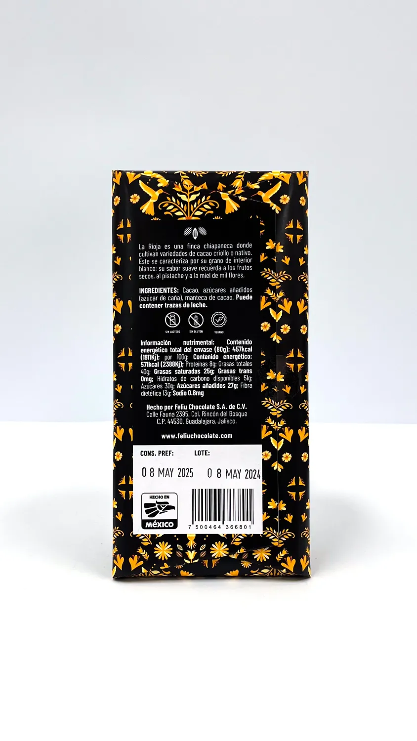 Feliu Chocolate La Rioja 73% pure reep 80g criollo hazelnoot