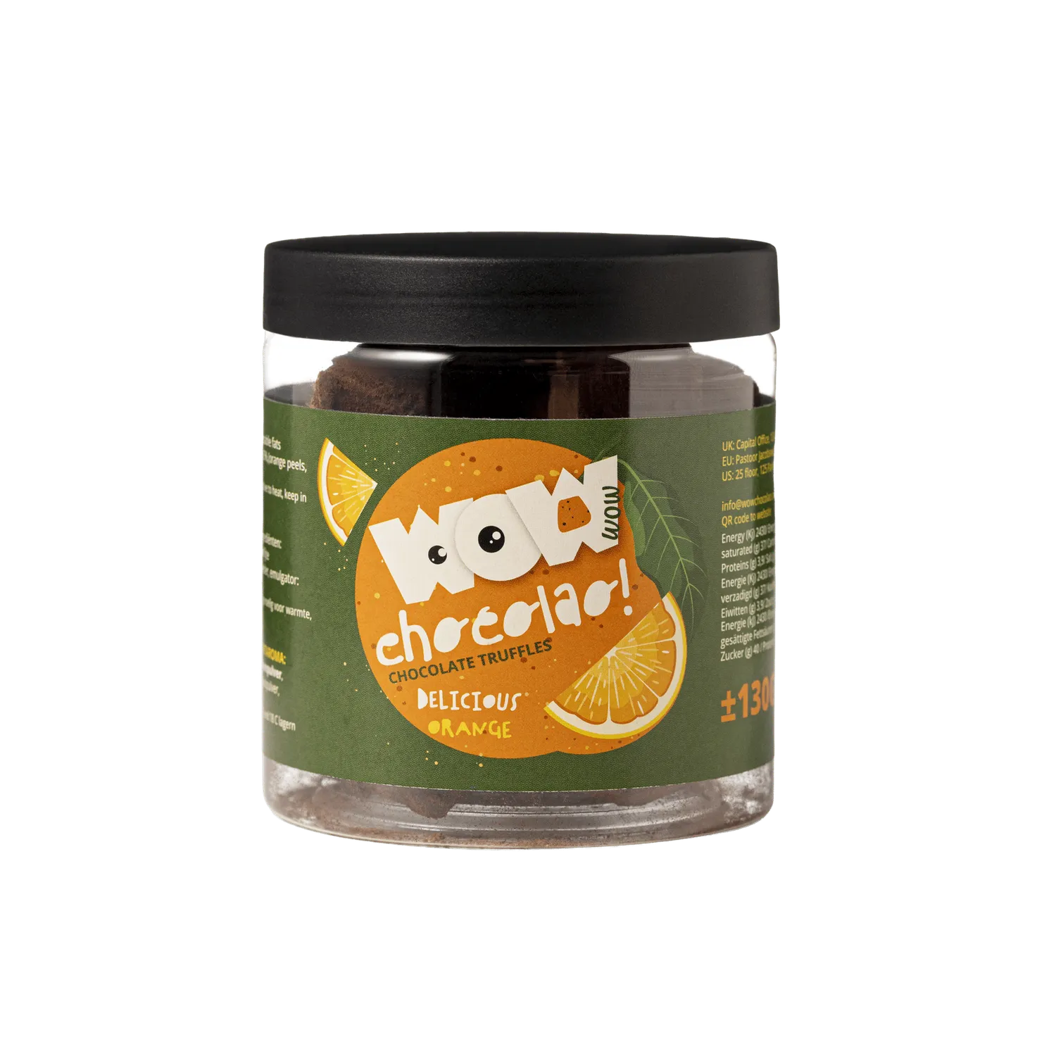 WOW Chocolao Sinaasappelschil truffels pot 130g citrus