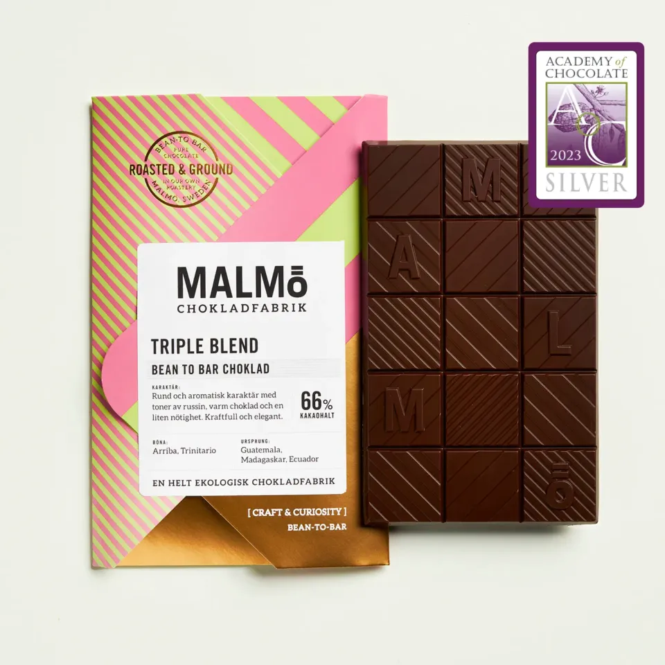 Malmö Chokladfabrik Triple Blend 66% chocoladereep 58 g puur