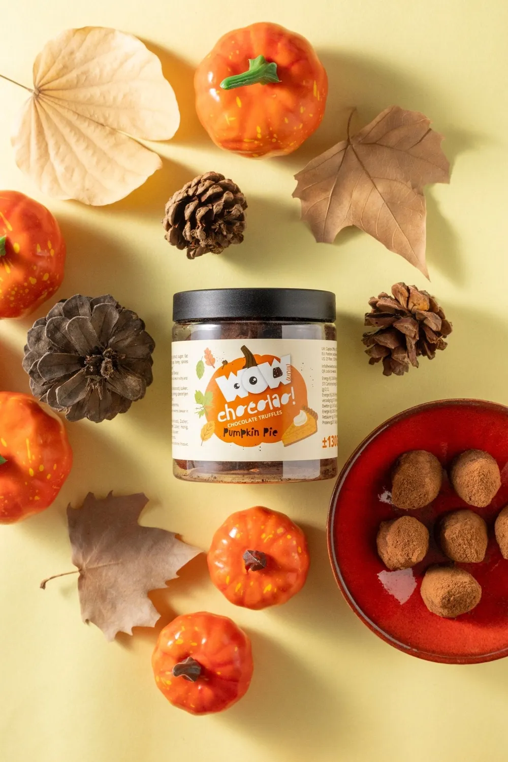 WOW Chocolao Pompoentaart truffels pot 130g herfstkruiden