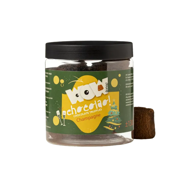 WOW Chocolao Champagne Kerst truffels 130g pot feestelijk