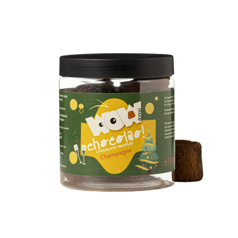 WOW Chocolao Champagne Kerst truffels 130g pot feestelijk