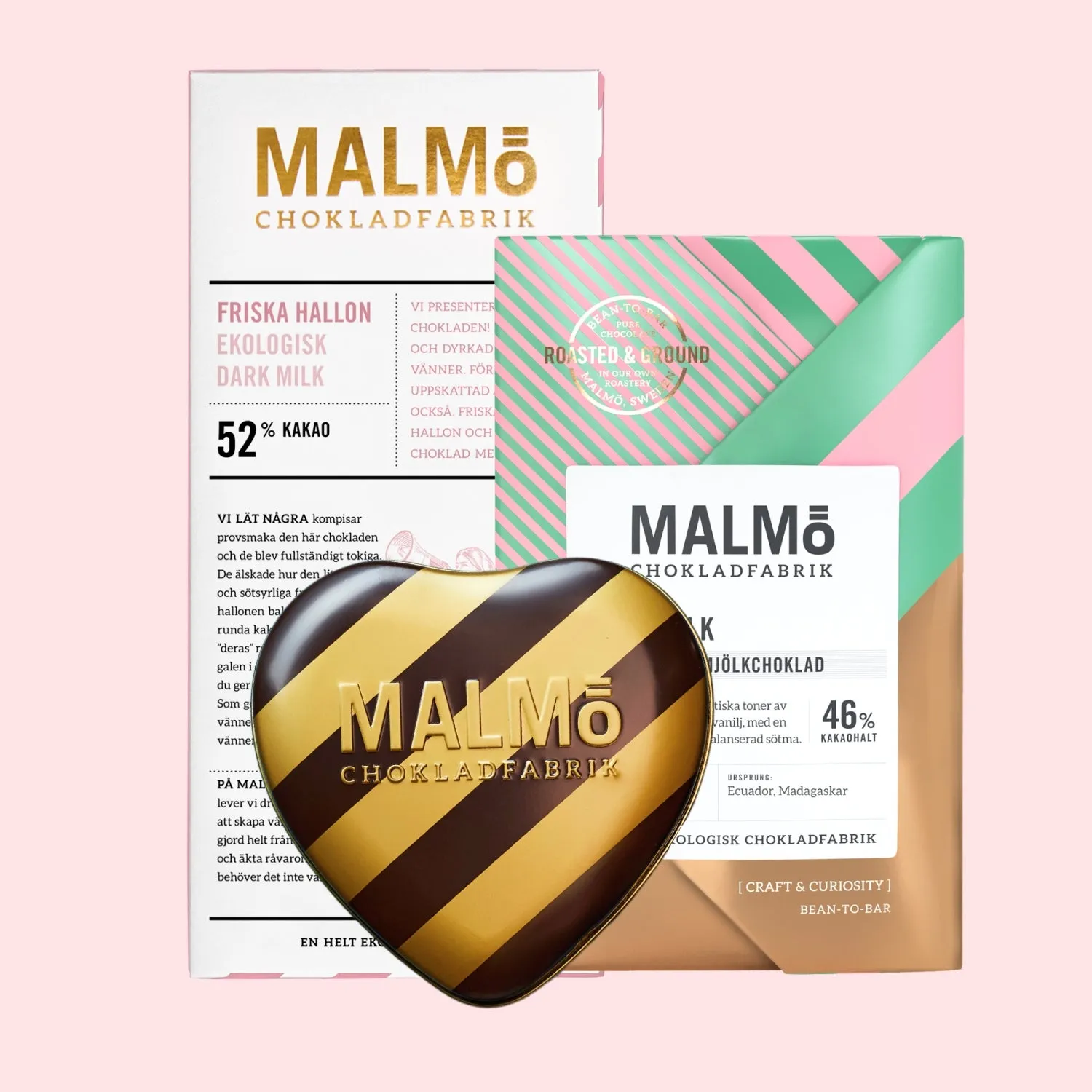 Malmö Chokladfabrik Chokladgåva Ekologisk doos melk puur 3 stuks