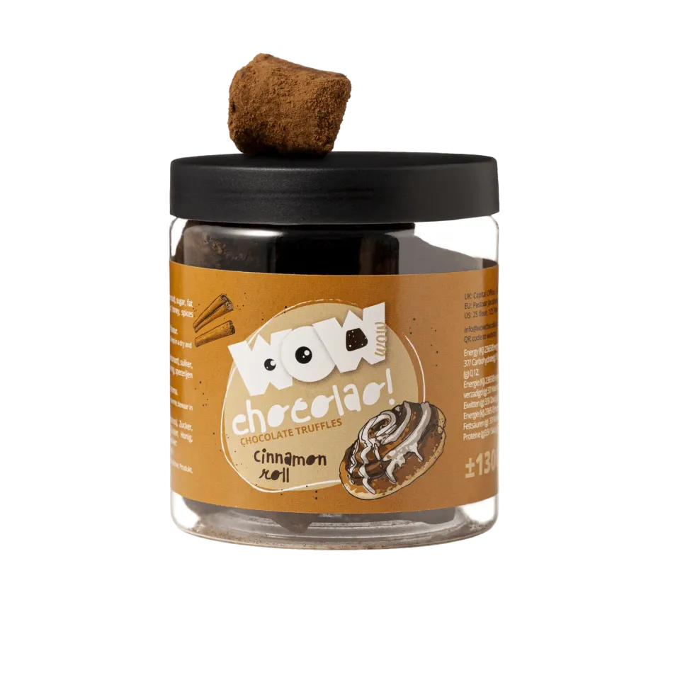 WOW Chocolao Chocoladetruffels Kaneelbroodje pot 130g kaneel