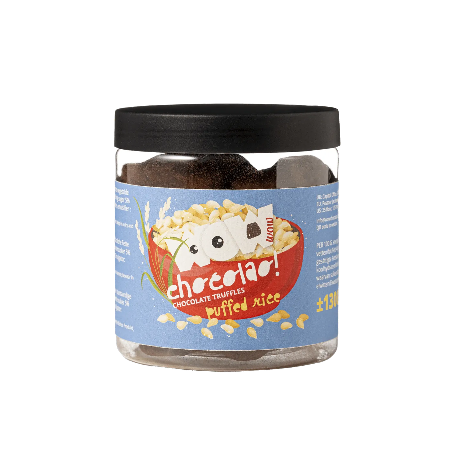 WOW Chocolao Crispy Rice Truffels Pot 130g knapperig