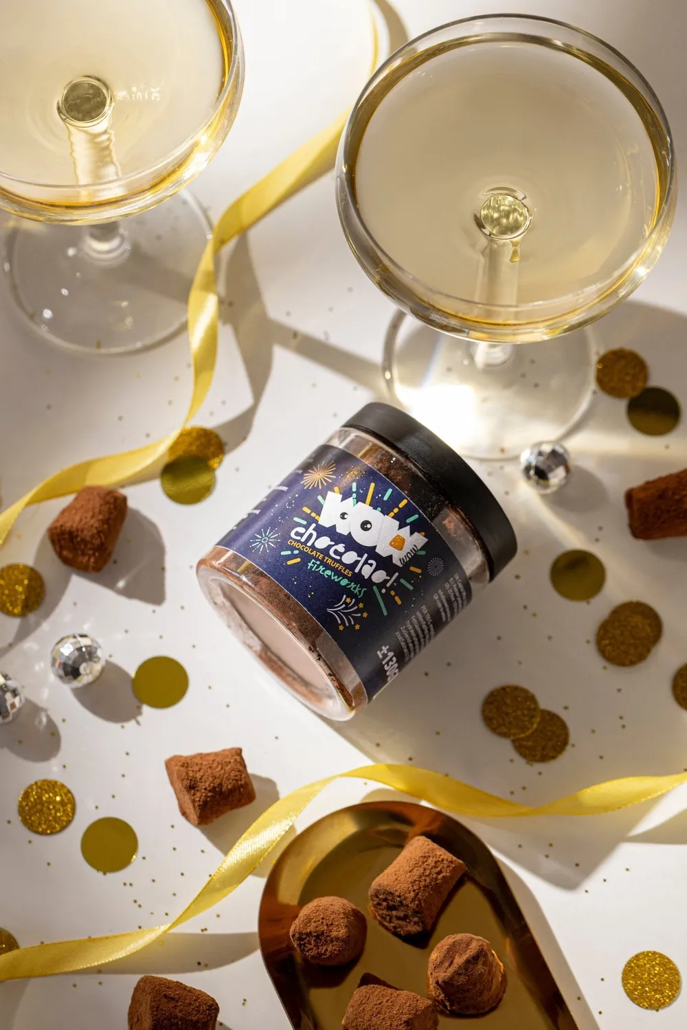 WOW Chocolao Popping Candy truffels pot 130g nieuwjaar
