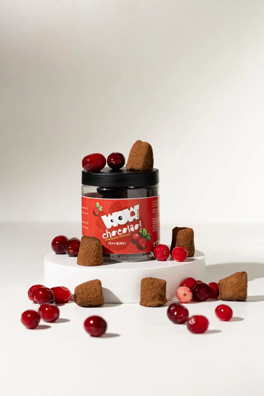 WOW Chocolao Cranberry Chocoladetruffels Geschenkpot 130g Fruitig