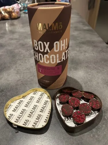 Malmö Chokladfabrik Kärlek chocoladebox framboos bosbes 90g dark milk