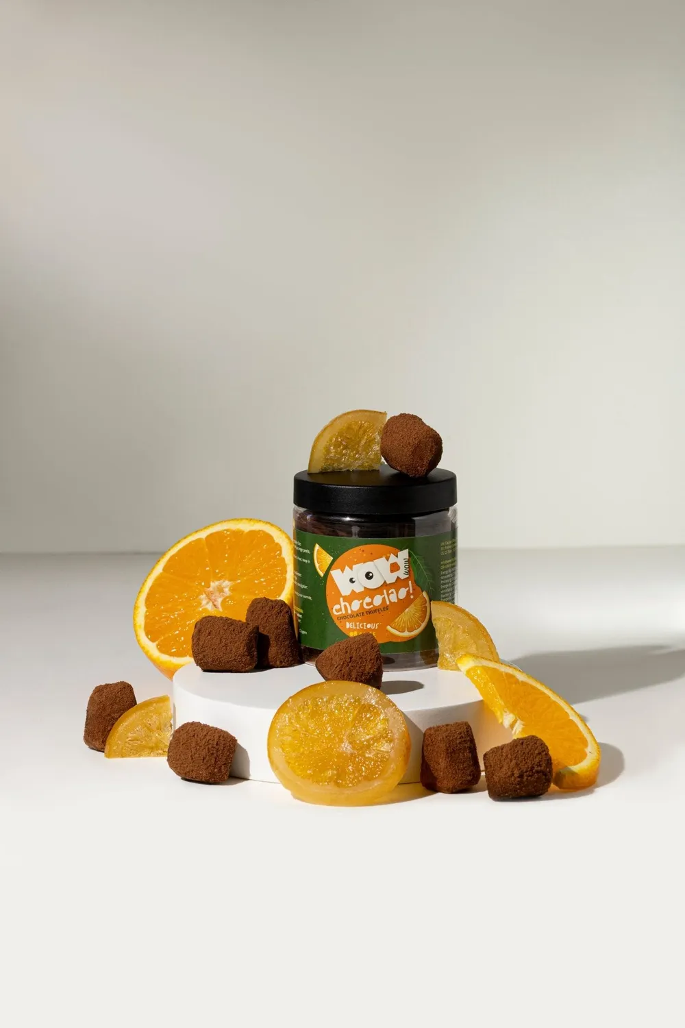 WOW Chocolao Sinaasappelschil truffels pot 130g citrus