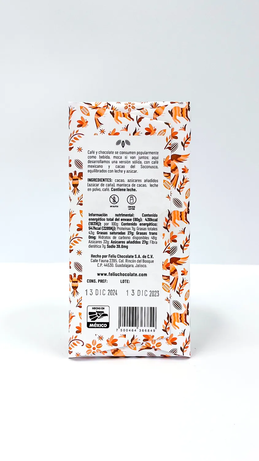 Feliu Chocolate Con Café 58% reep melk 80g koffie