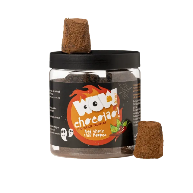 WOW Chocolao Chili truffels pot 130g ghost pittig halloween