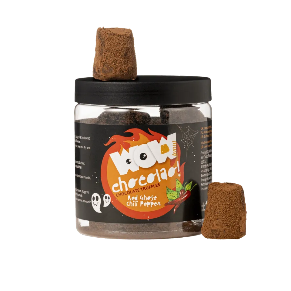 WOW Chocolao Chili truffels pot 130g ghost pittig halloween