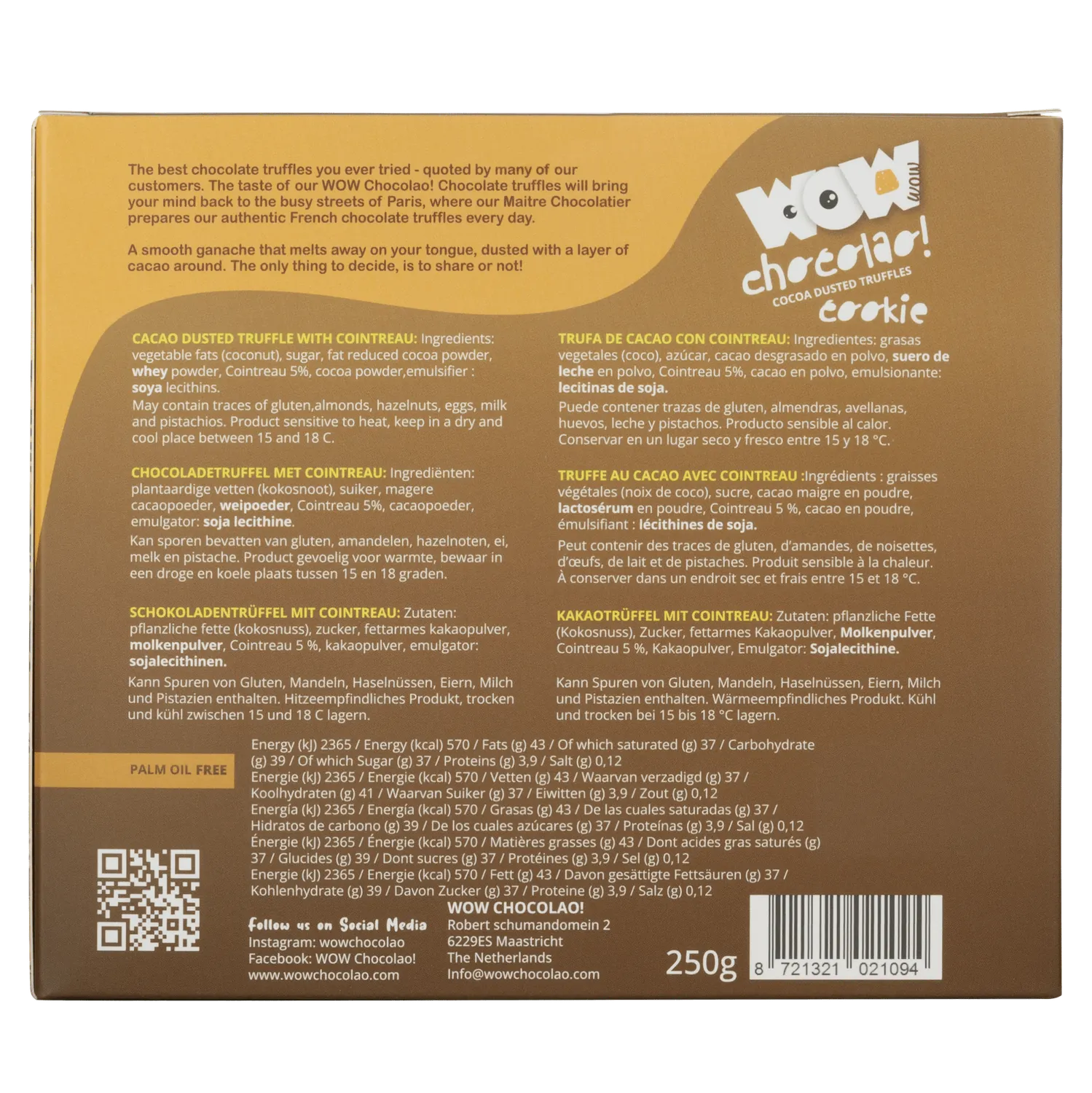 WOW Chocolao Cointreau Kerst chocoladetruffels 250g box