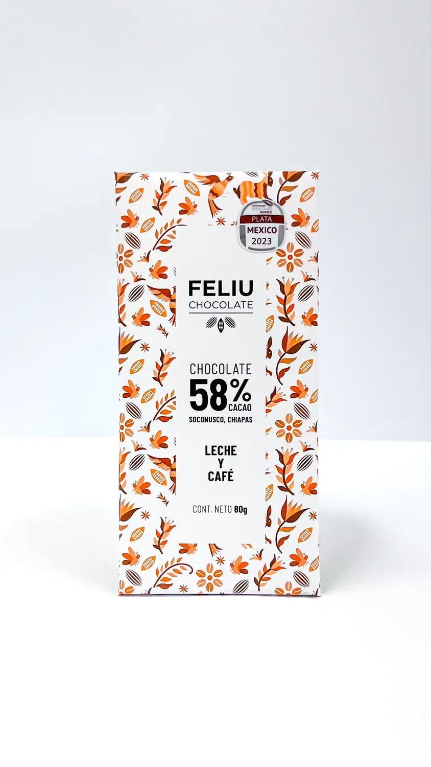 Feliu Chocolate Con Café 58% reep melk 80g koffie
