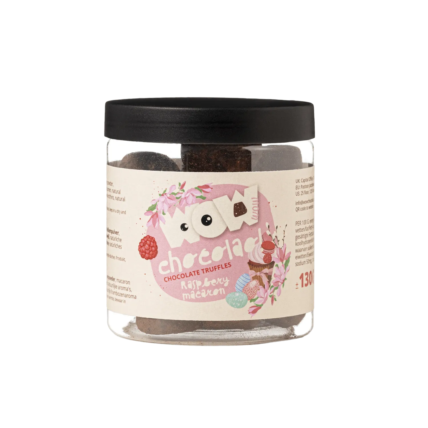 WOW Chocolao Framboos Macaron chocoladetruffels 130g fris