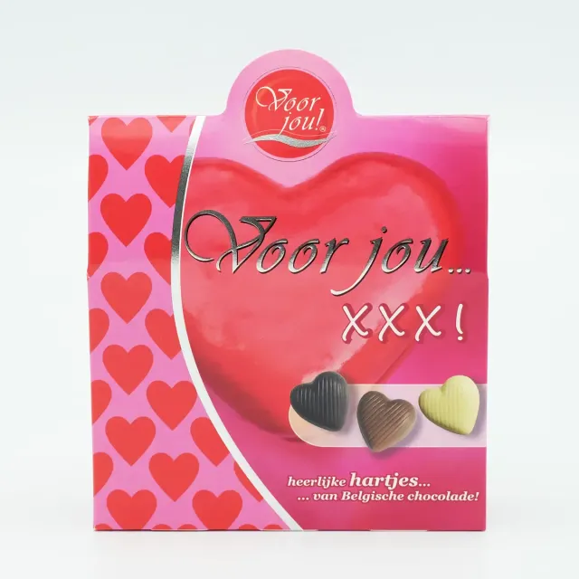 Voor jou XXX chocoladehartjes kussen cadeau