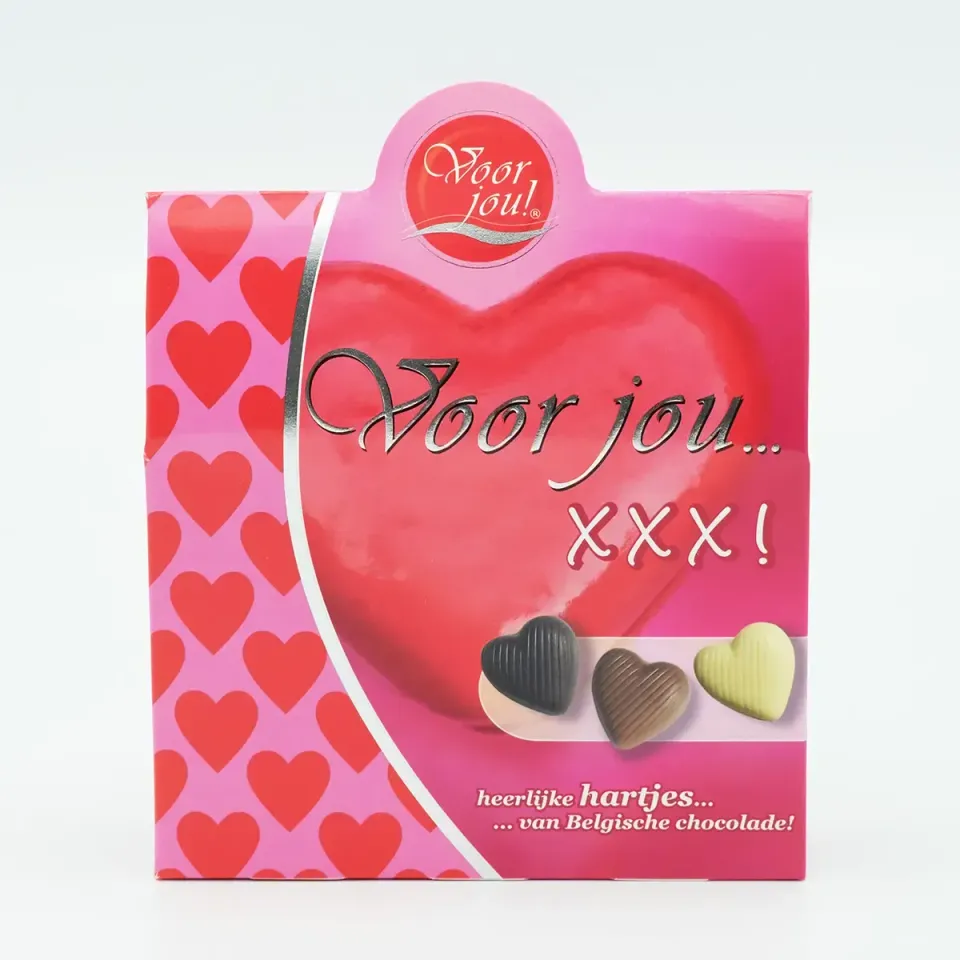 Voor jou XXX chocoladehartjes kussen cadeau