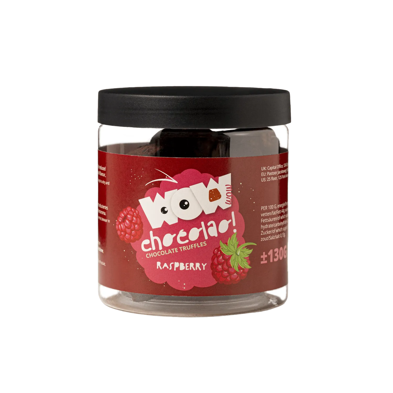 WOW Chocolao Frambozen chocoladetruffels 130g pot framboos