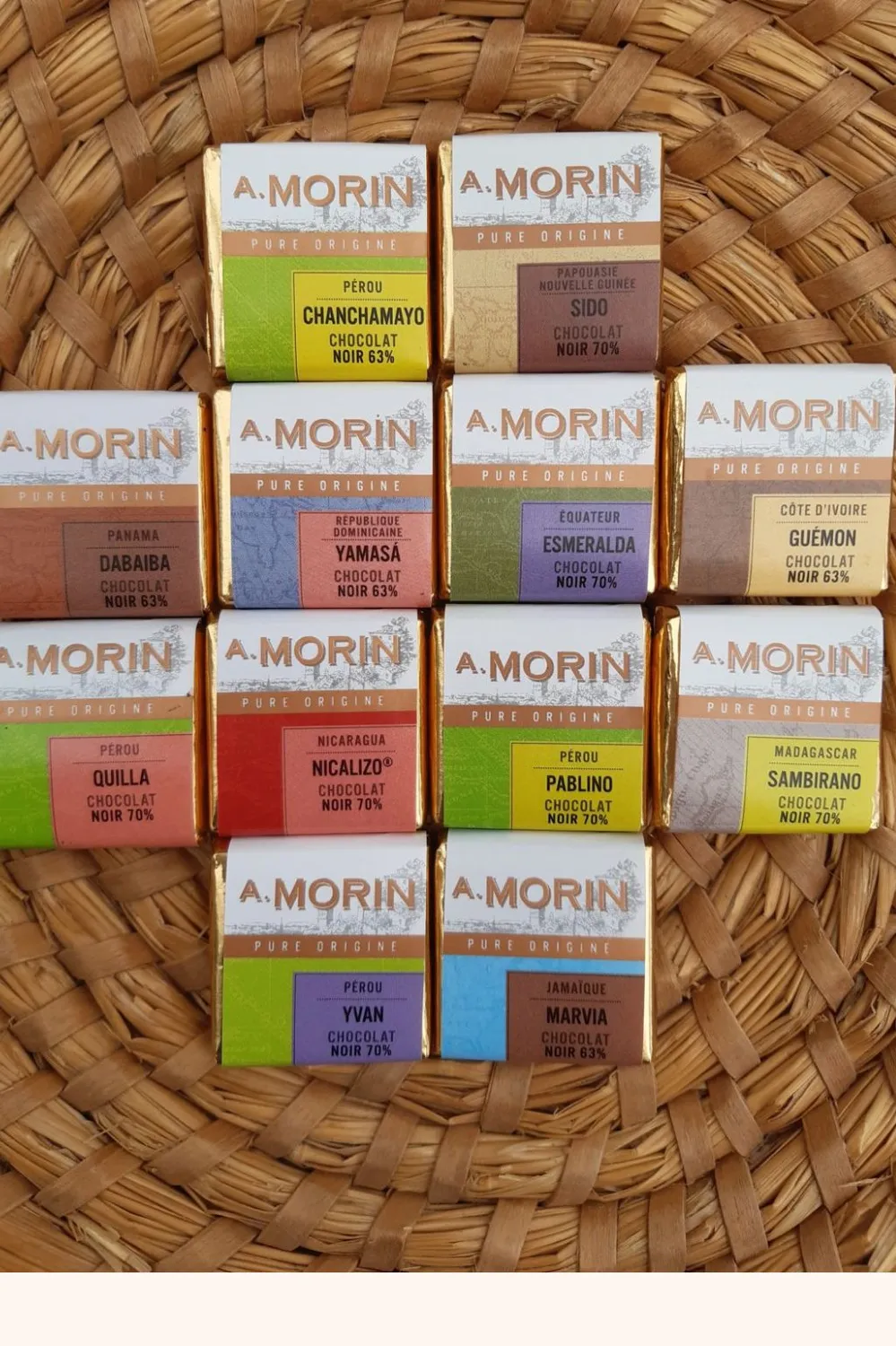 Chocolaterie Morin Tour du Monde napolitains puur 120g proeverij