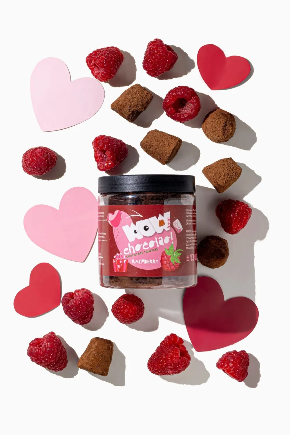 WOW Chocolao Frambozen Valentijn truffels 130g pot romantisch