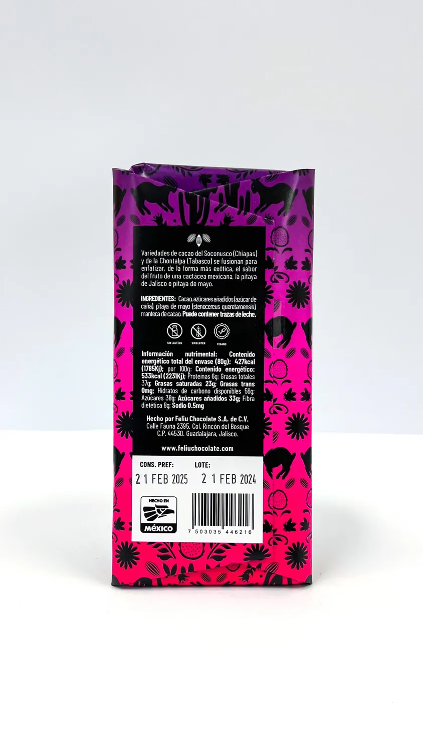 Feliu Chocolate Pitaya 58% reep puur 80g fruit