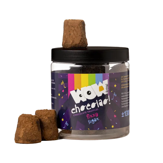 WOW Chocolao Popping Candy Truffels Pot 130g bruis