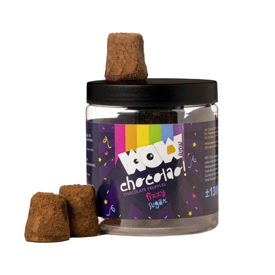 WOW Chocolao Popping Candy Truffels Pot 130g bruis