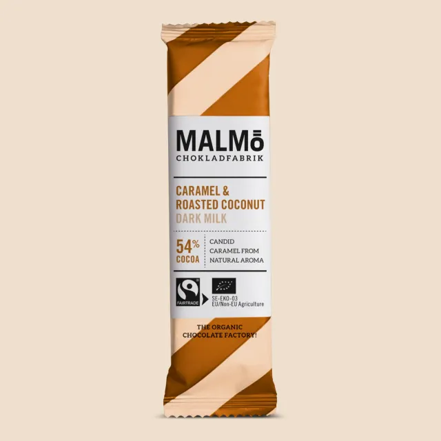 Malmö Chokladfabrik Caramel Kokos 54% melkchocoladereep 25g karamel