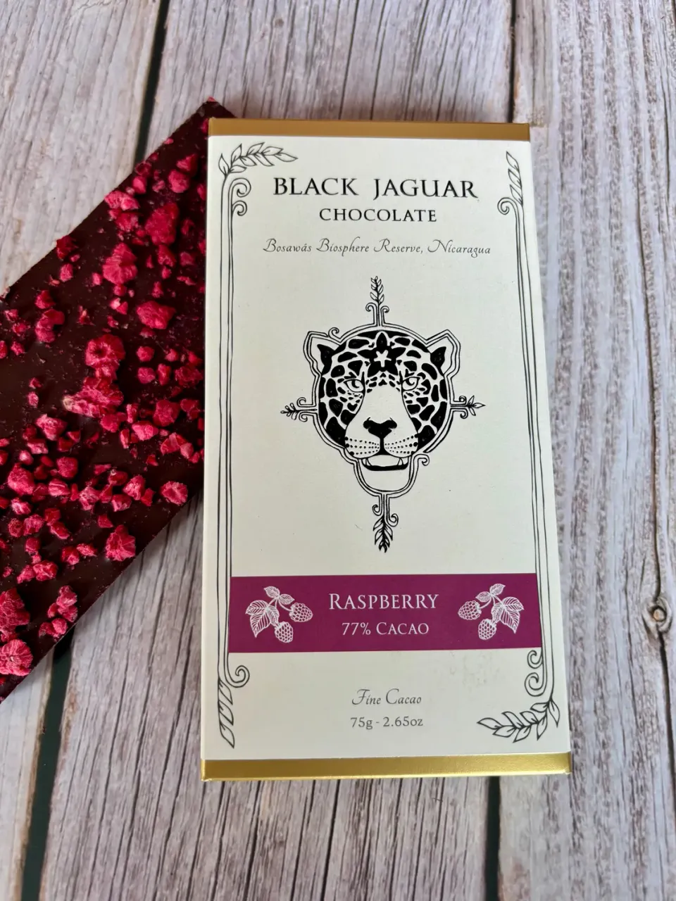 Black Jaguar Raspberry 77% chocoladereep framboos