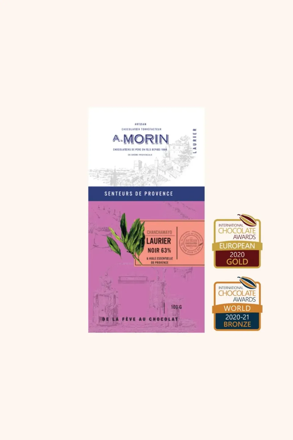 Chocolaterie Morin Laurier pure chocolade 100g 63% kruidig