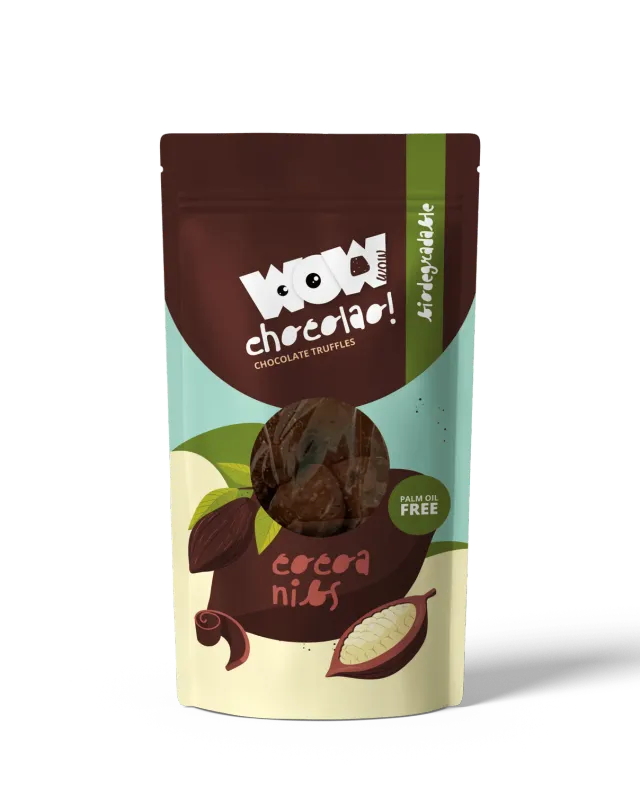 WOW Chocolao Chocoladetruffels Cacaonibs zak 200g puur