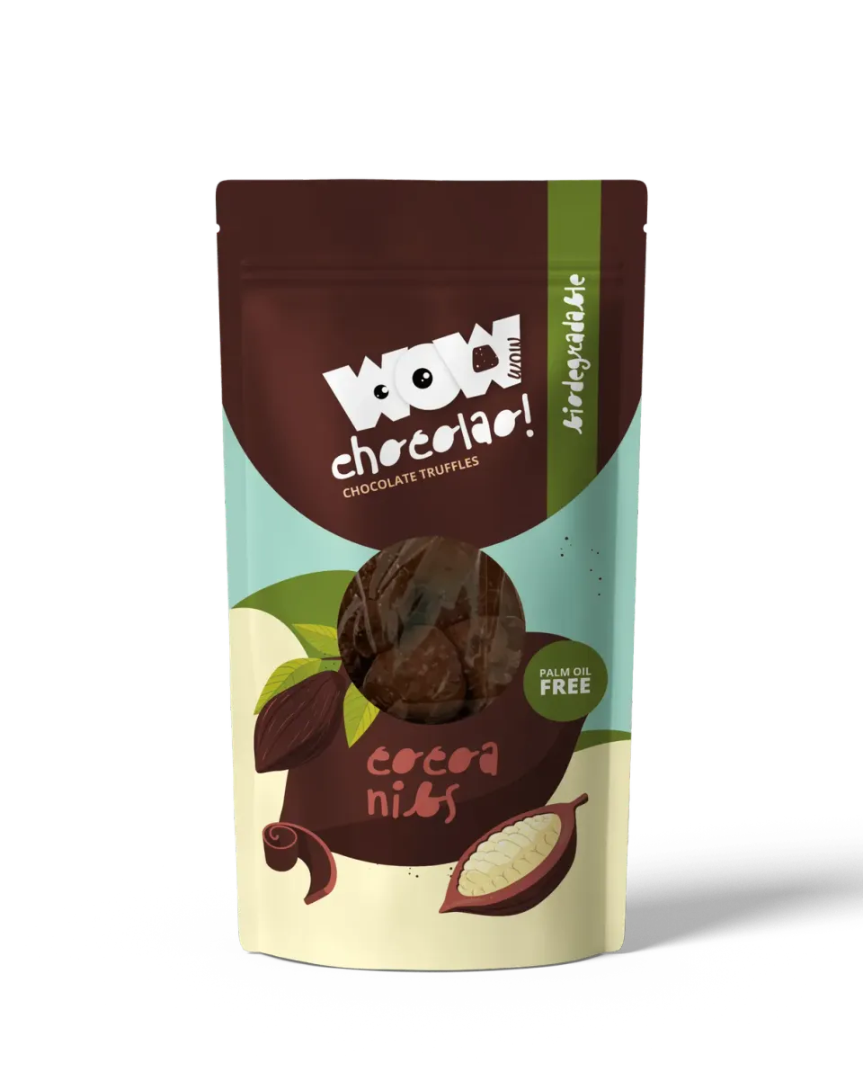 WOW Chocolao Chocoladetruffels Cacaonibs zak 200g puur