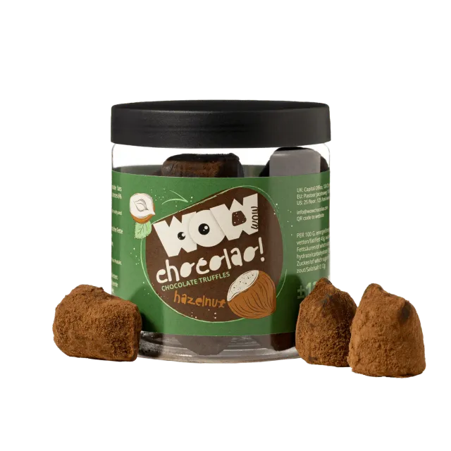 WOW Chocolao Hazelnoot Truffels Cadeaupot 130g Geroosterd