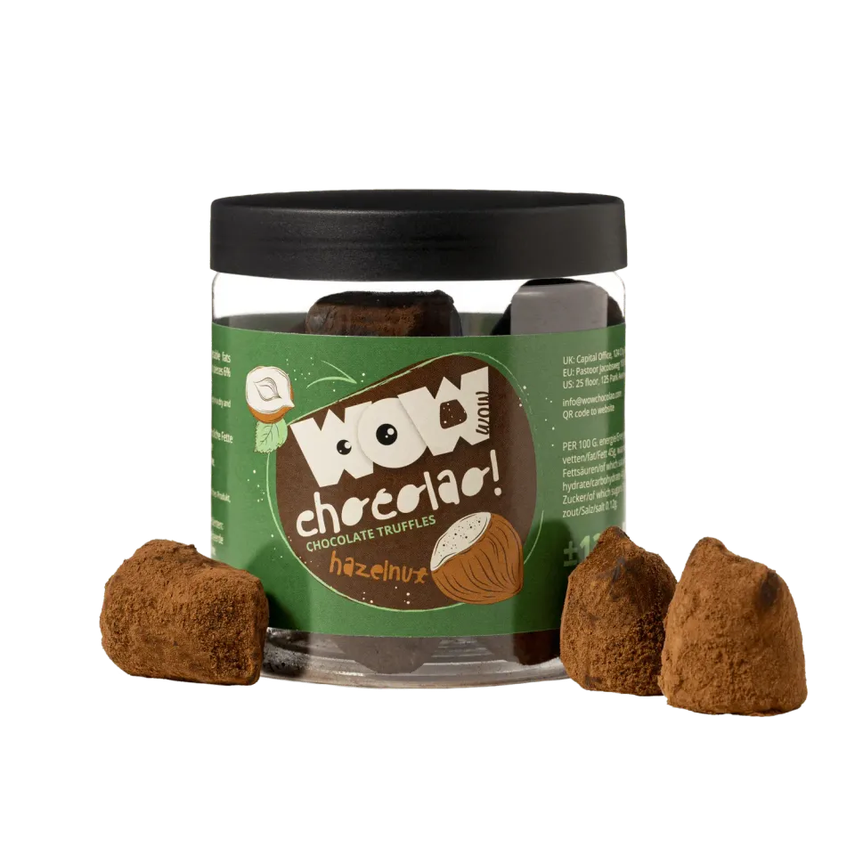 WOW Chocolao Hazelnoot Truffels Cadeaupot 130g Geroosterd