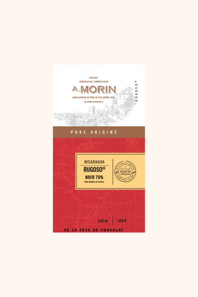 Chocolaterie Morin Rugoso 70% pure chocoladereep 100g houtig