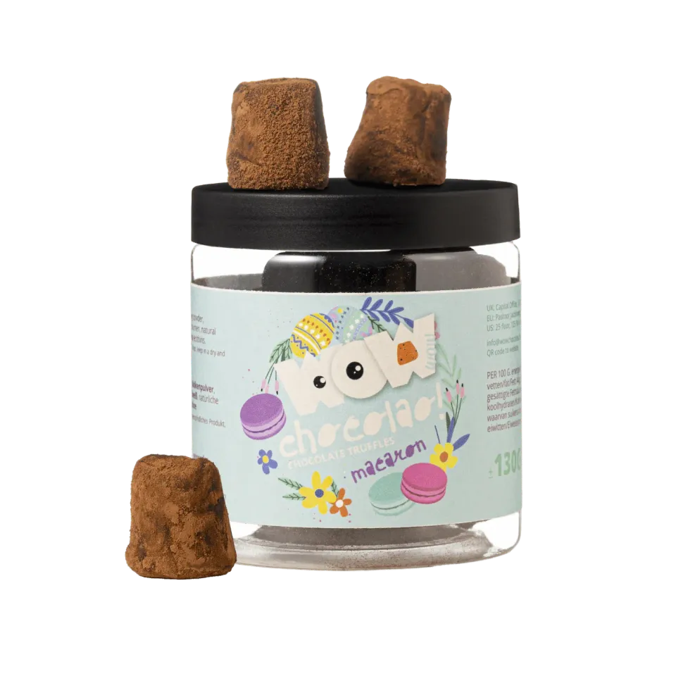 WOW Chocolao Macaron Truffels 130g Paaspot elegant