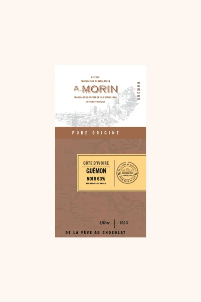 Chocolaterie Morin Guemon 63% chocoladereep 100g puur Ivoorkust