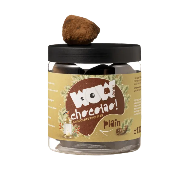 WOW Chocolao Kerst Puur Chocoladetruffels Pot 130g klassiek