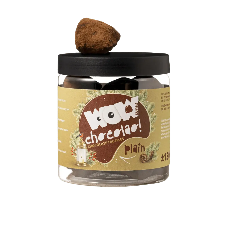 WOW Chocolao Kerst Puur Chocoladetruffels Pot 130g klassiek