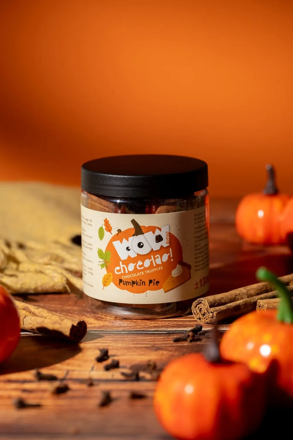 WOW Chocolao Pompoentaart truffels pot 130g herfstkruiden