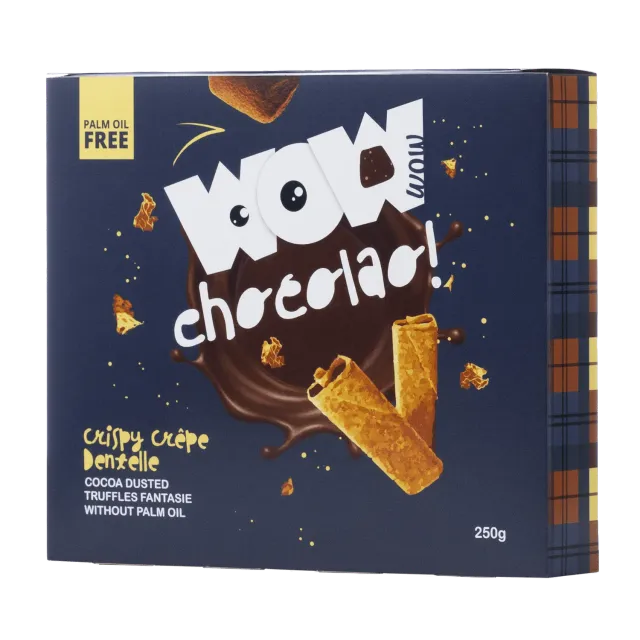 WOW Chocolao Crepe Dentelle truffels XL doos 250g krokant