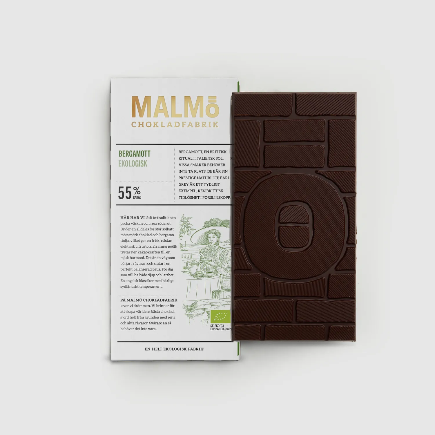 Malmö Chokladfabrik Bergamott 55% chocoladereep 80 g puur