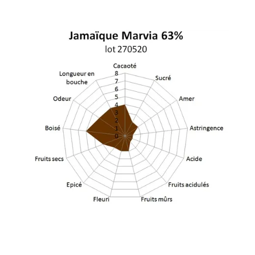 Chocolaterie Morin Jamaica Marvia 63% chocoladeblok 1kg honing
