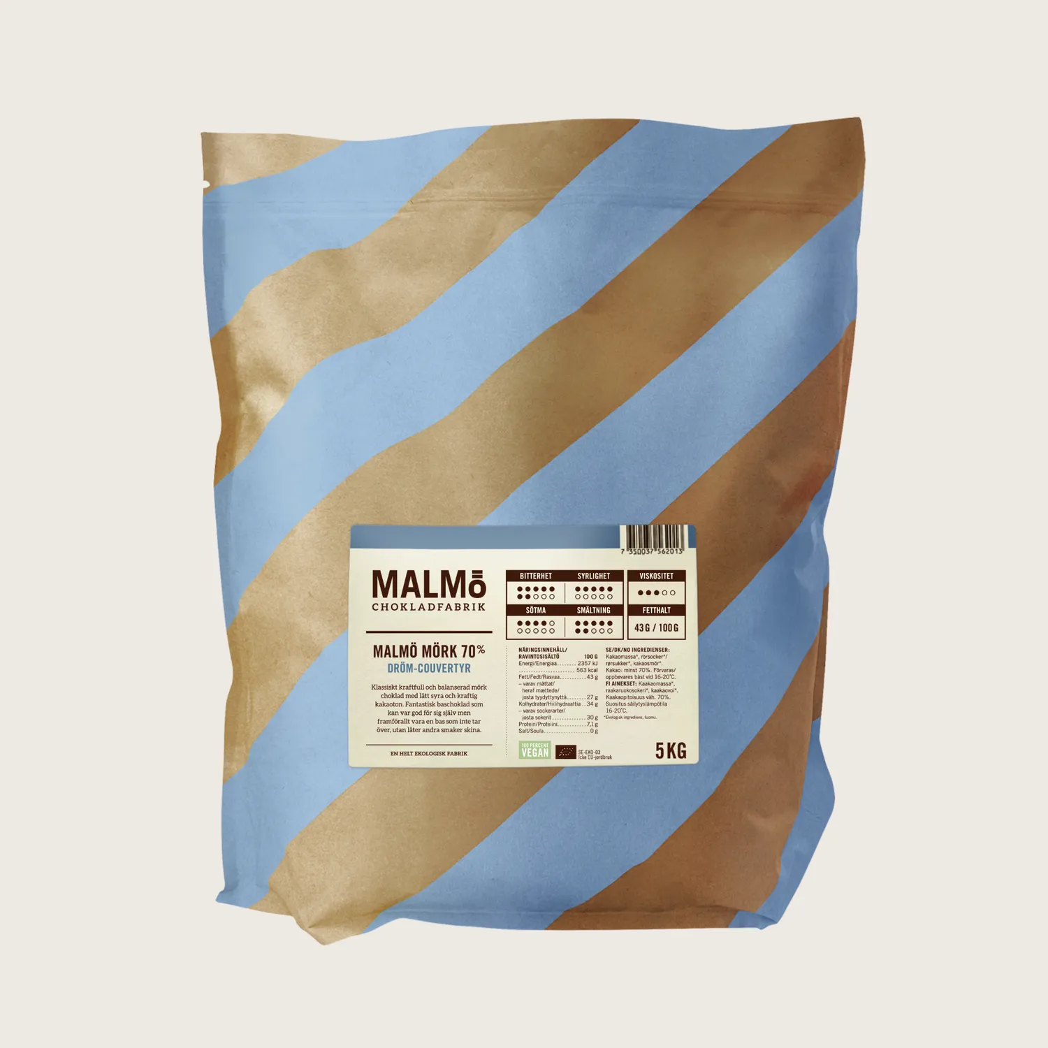 Malmö Chokladfabrik Malmö Mörk 70% pure couverture 5 kg basis