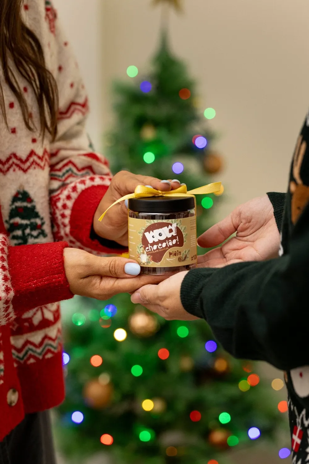 WOW Chocolao Kerst Puur Chocoladetruffels Pot 130g klassiek