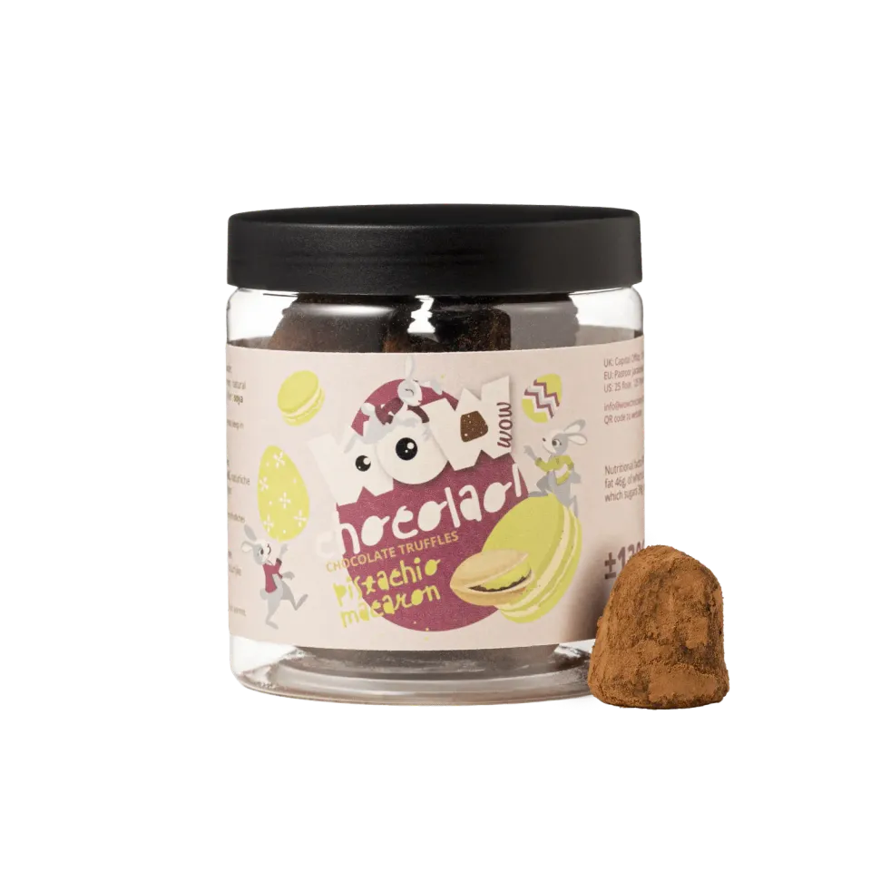 WOW Chocolao Pistache Macaron chocoladetruffels 130g paaspot